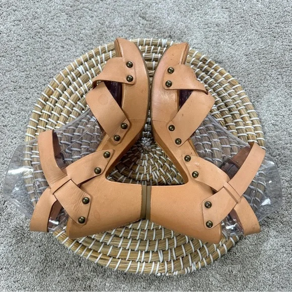 Kork-Ease Women’s Deborah Leather Studded Sandals Heeled Chunky in Tan 10 - Picture 6 of 16